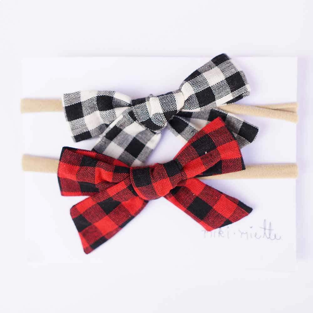 Accessories MISC / OS 2pc Corduroy Bow Headband Set Checkmate