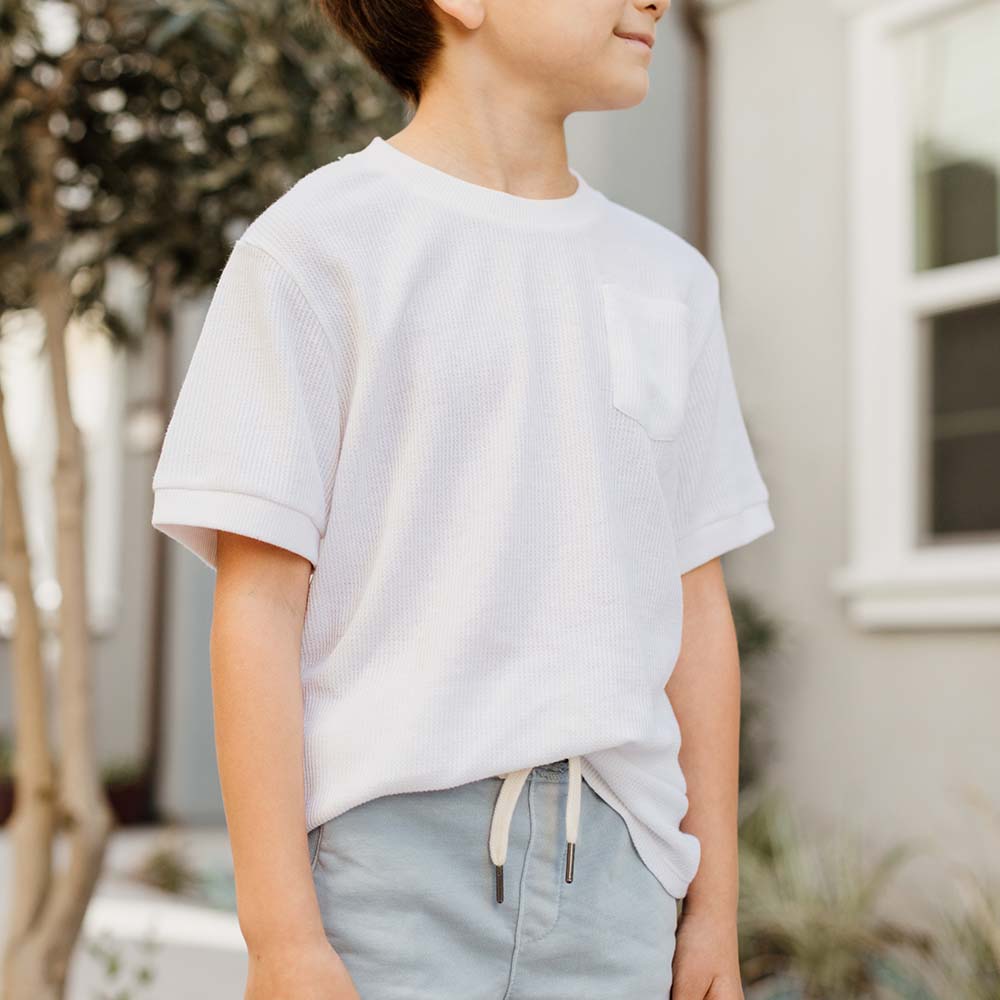 Little Dudes Luca Waffle Tee White
