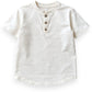 Miki Miette White short-sleeve shirt with buttons on a white background