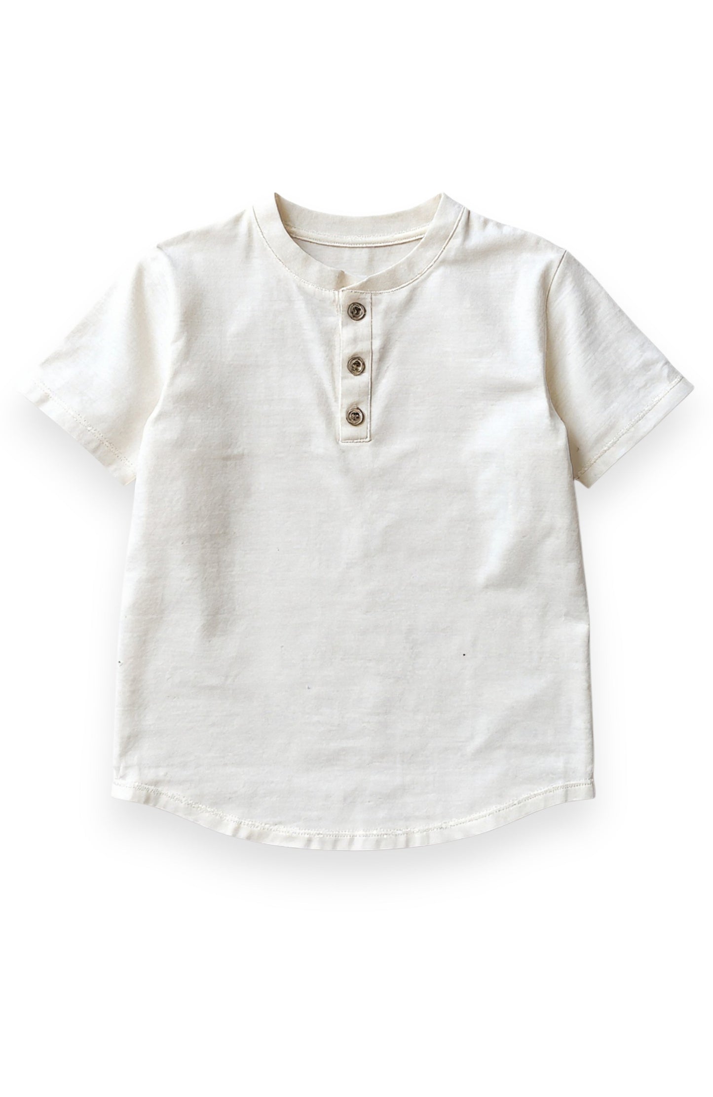 Miki Miette White short-sleeve shirt with buttons on a white background