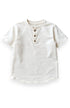 Miki Miette White short-sleeve shirt with buttons on a white background