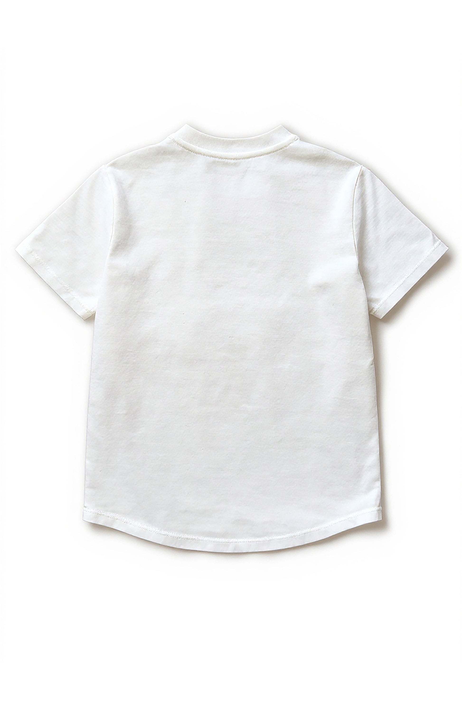Miki Miette white short sleeve tshirt on a white background