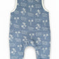 Miki Miette blue cotton gauze boys baby romper with white palm tree and wave pattern on a white background back view