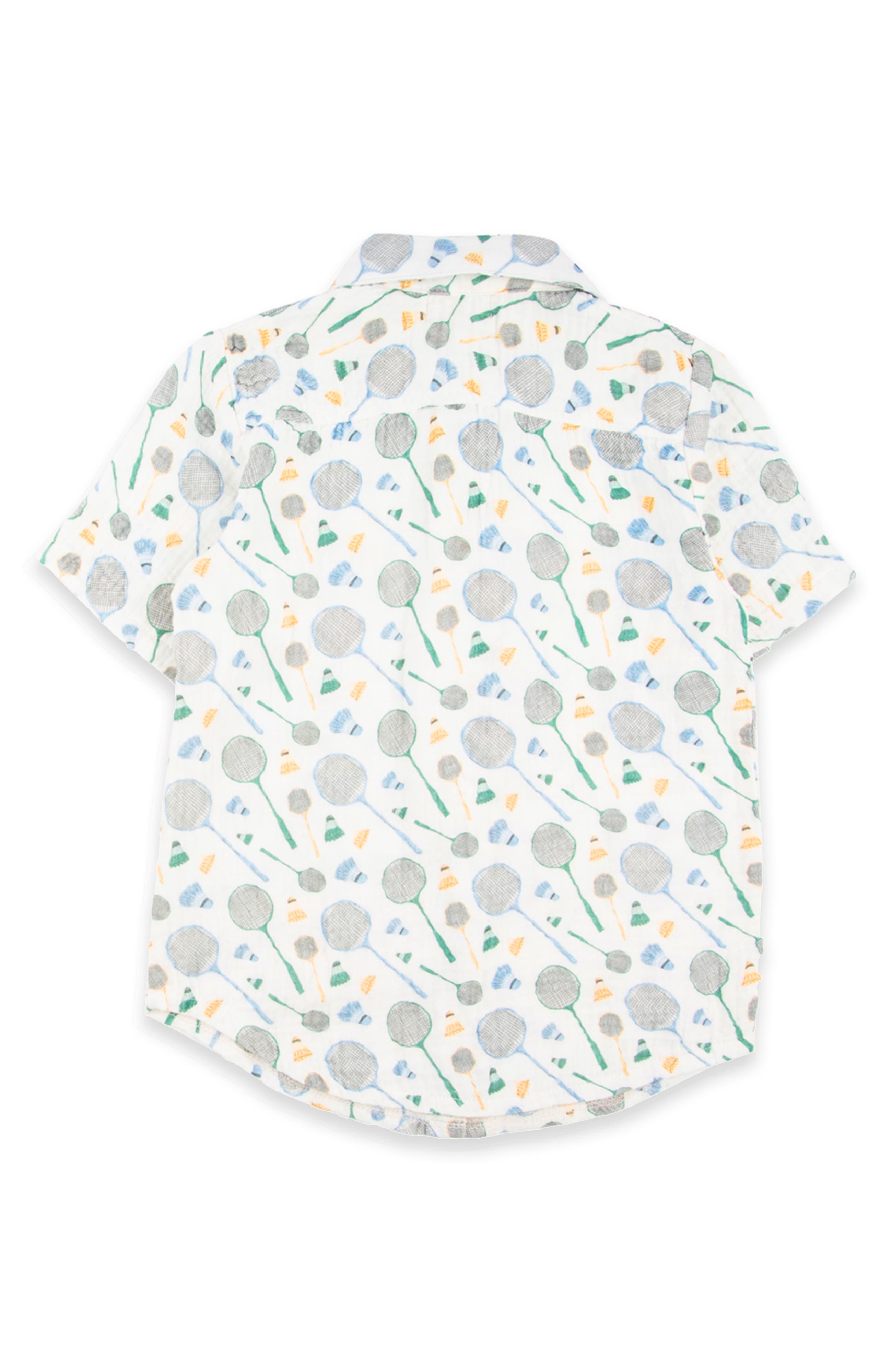 JERRY SHORT SLEEVE BUTTON UP BADMINTON RAQUET