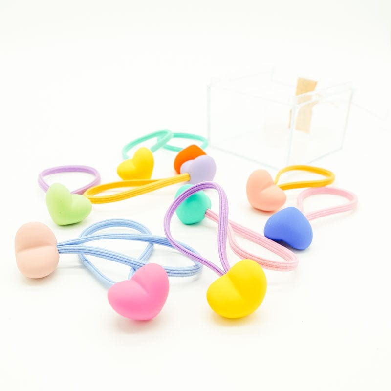 Matte Hearts Hair Elastic 10pc Box Set