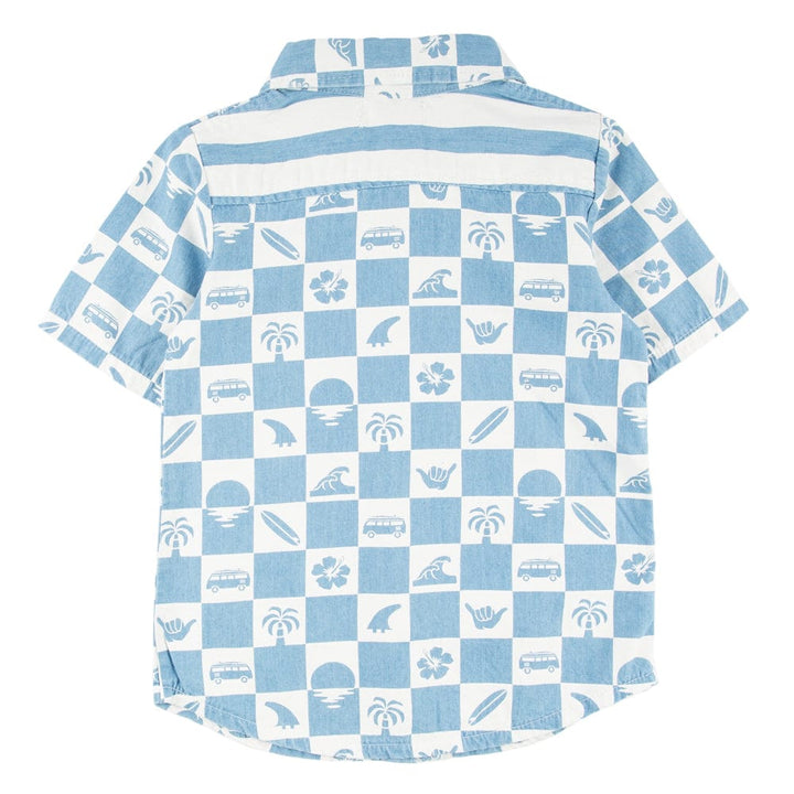 JERRY SHORT SLEEVE BUTTON UP POINT BREAK CHECKERBOARD