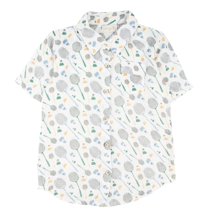 JERRY SHORT SLEEVE BUTTON UP BADMINTON RAQUET