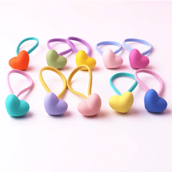 Matte Hearts Hair Elastic 10pc Box Set