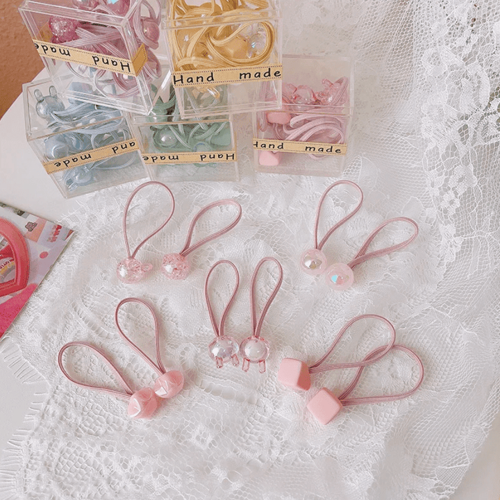 Pink Hair Elastic 10pc Box Set