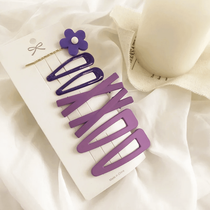 Solid Barrette Set Purple