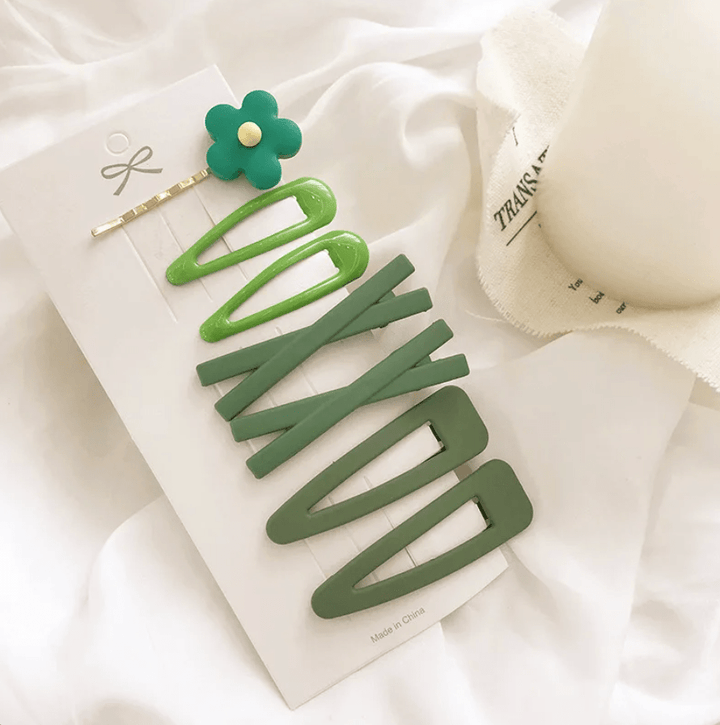 Solid Barrette Set Green