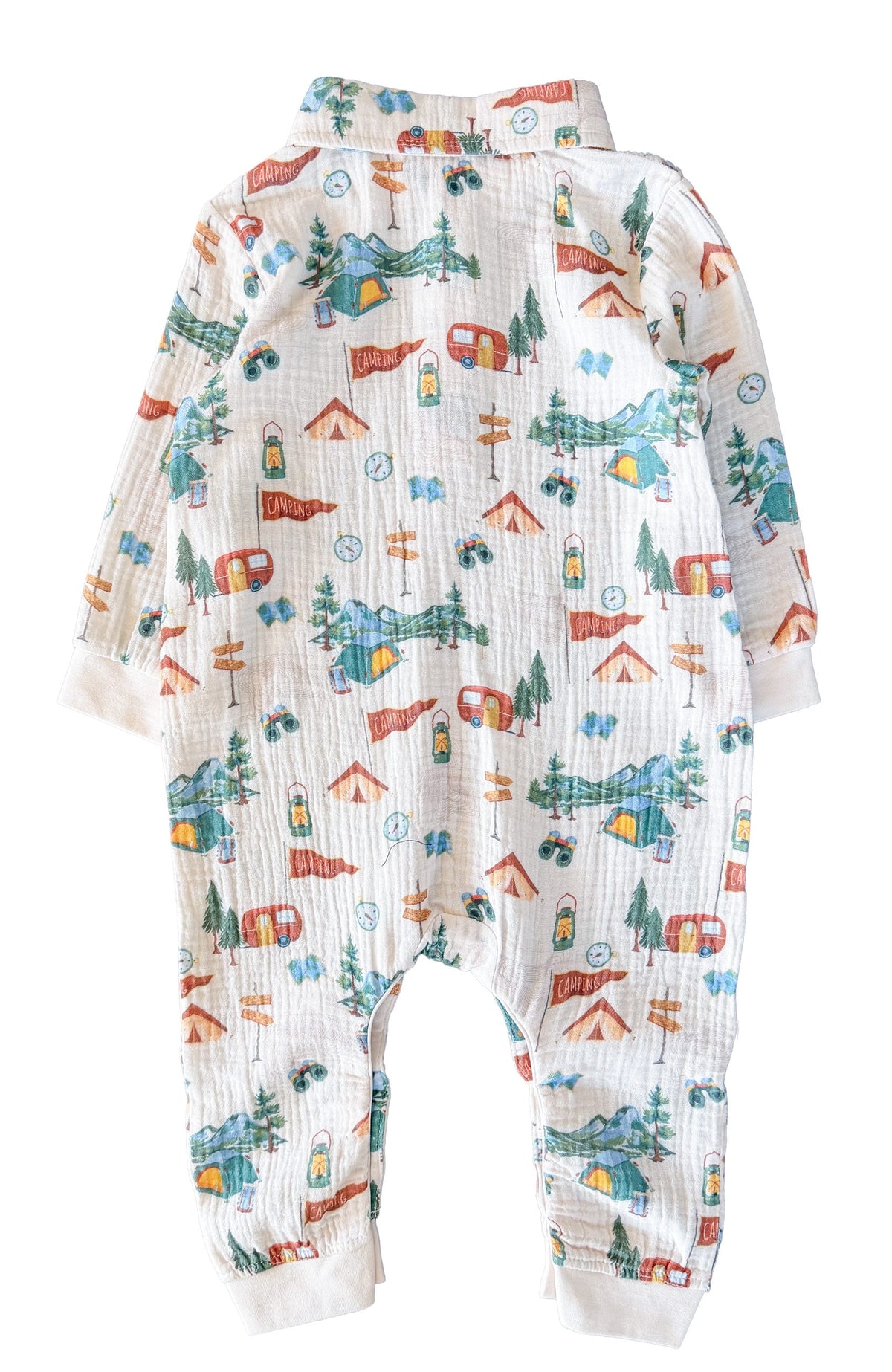 Baby Boy Happy Camper Teddy Buttondown Romper