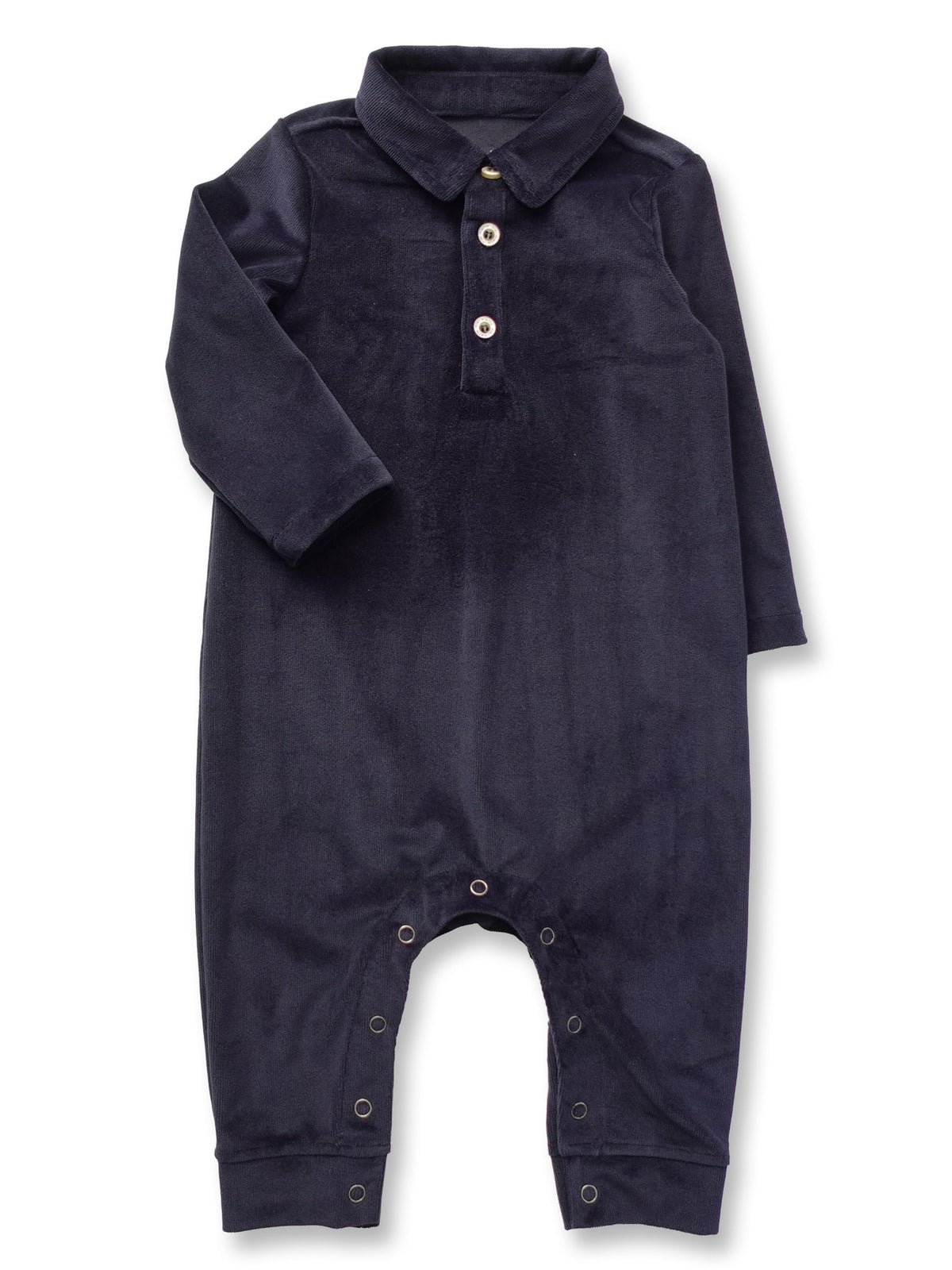 Baby Boy Navy Teddy Buttondown Romper