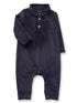 Baby Boy Navy Teddy Buttondown Romper