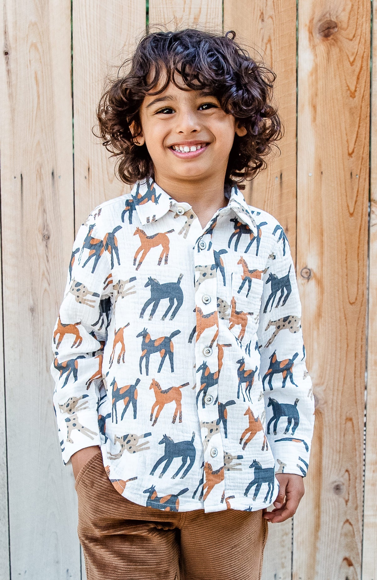 Boys. Giddy-Up Jacob Jacob Buttondown Shirt