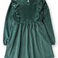 Girls Pine Stretch Corduroy Carina Ruffle Dress