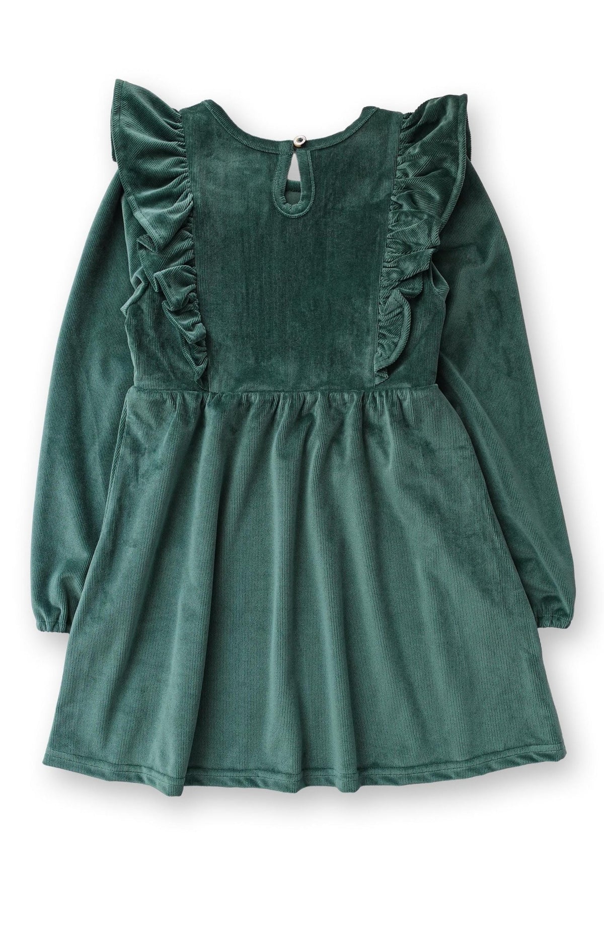 Girls Pine Stretch Corduroy Carina Ruffle Dress