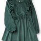 Girls Pine Stretch Corduroy Carina Ruffle Dress