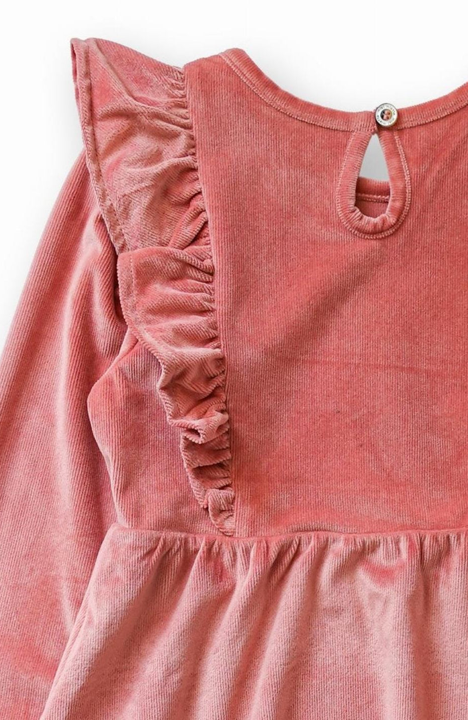 Girls Rose Stretch Corduroy Carina Ruffle Dress