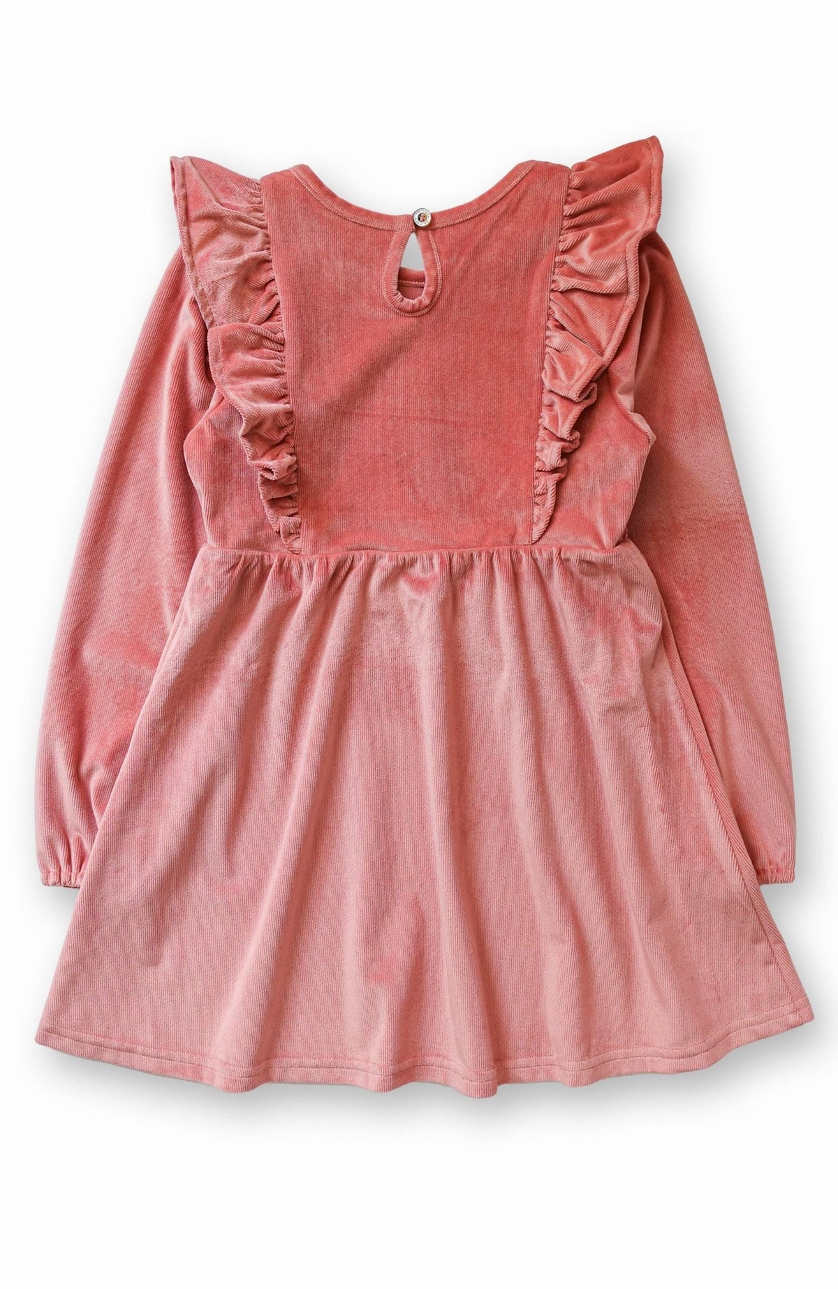 Girls Rose Stretch Corduroy Carina Ruffle Dress