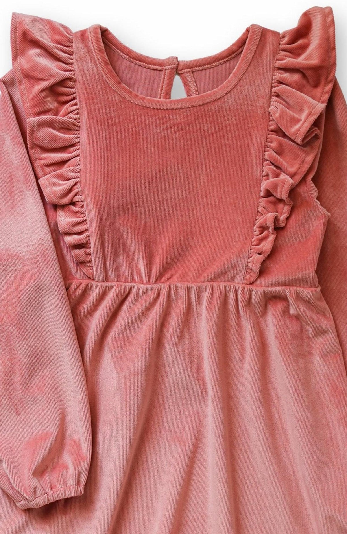 Girls Rose Stretch Corduroy Carina Ruffle Dress