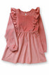 Girls Rose Stretch Corduroy Carina Ruffle Dress