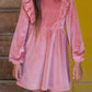 Girls Rose Stretch Corduroy Carina Ruffle Dress