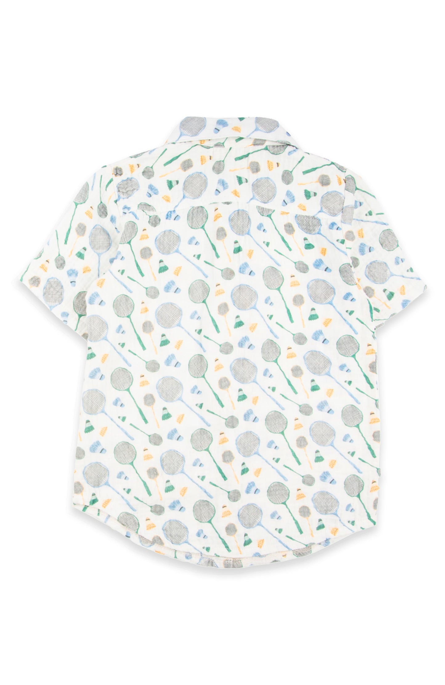 JERRY SHORT SLEEVE BUTTON UP BADMINTON RAQUET