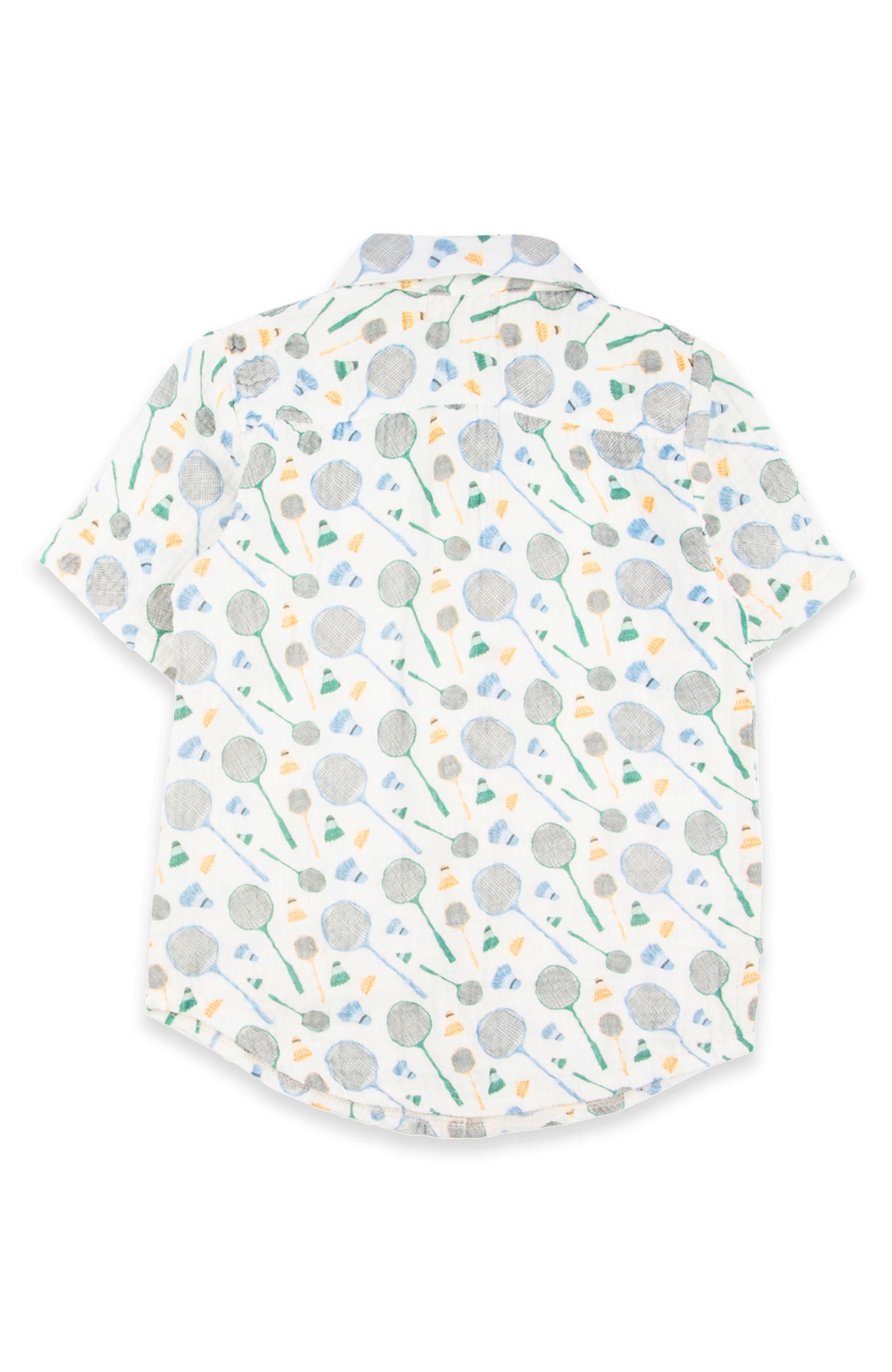 JERRY SHORT SLEEVE BUTTON UP BADMINTON RAQUET