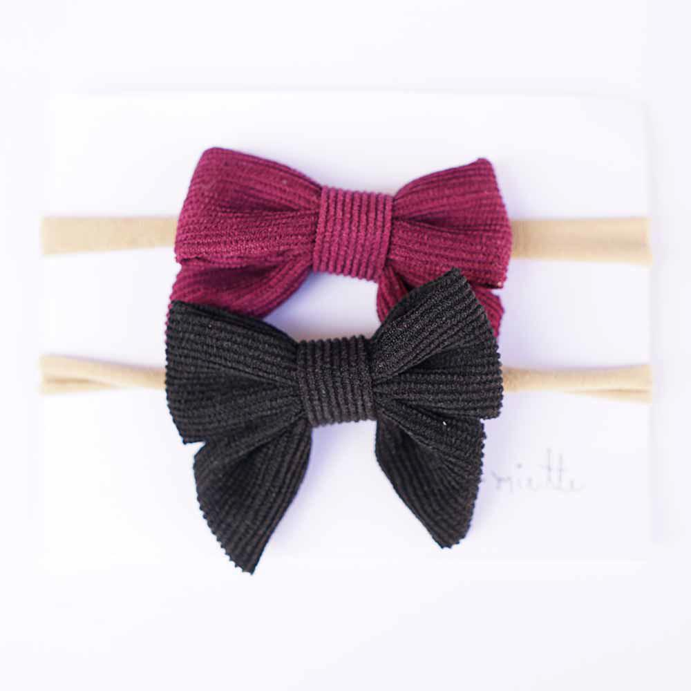Accessories MISC / OS 2pc Corduroy Bow Headband Set Mulberry