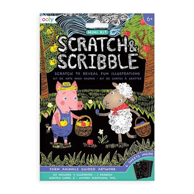 Accessories MULTI / OS Mini Scratch & Scribble Art Kit: Farm Animals 7pc Set