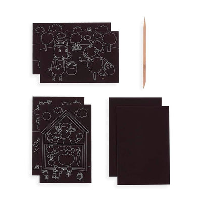 Accessories MULTI / OS Mini Scratch & Scribble Art Kit: Farm Animals 7pc Set