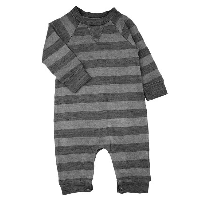 Little Dudes CHARCOAL / NB Henry Romper Striped Charcoal