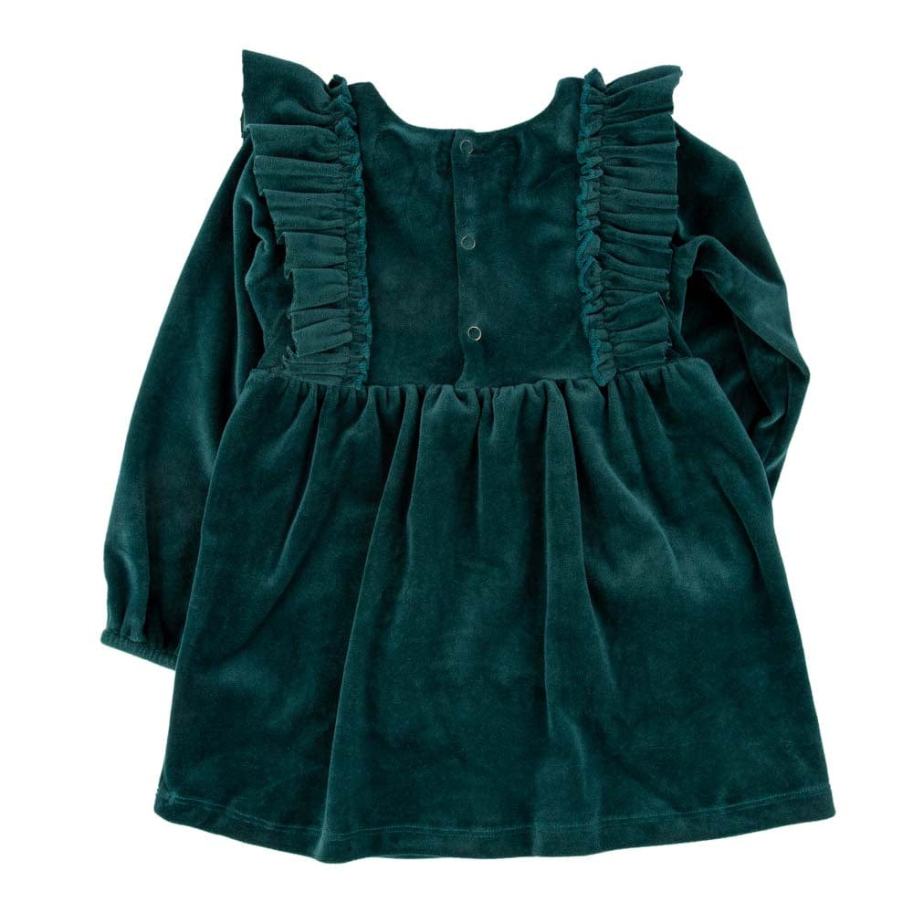 Little Gals Caitlin Dress Dark Green Velour