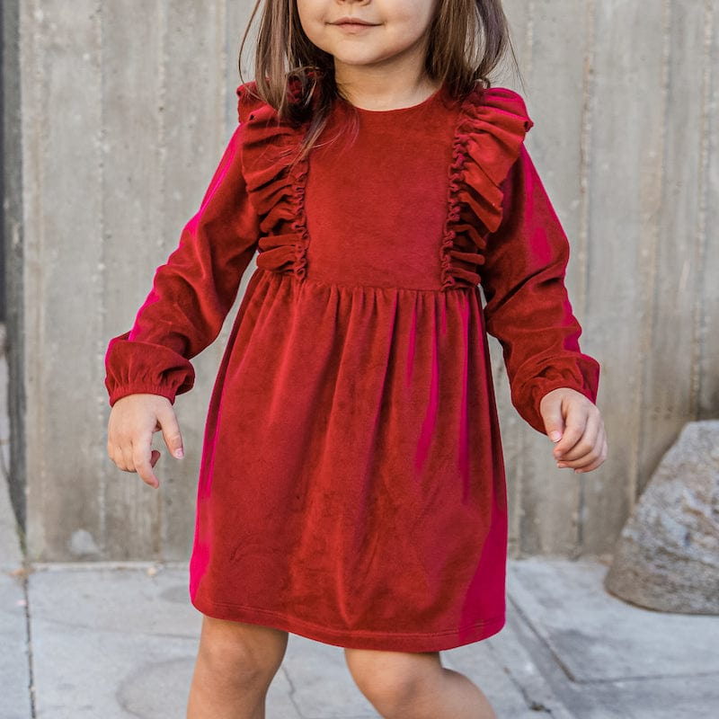 Little Gals Caitlin Dress Red Velour