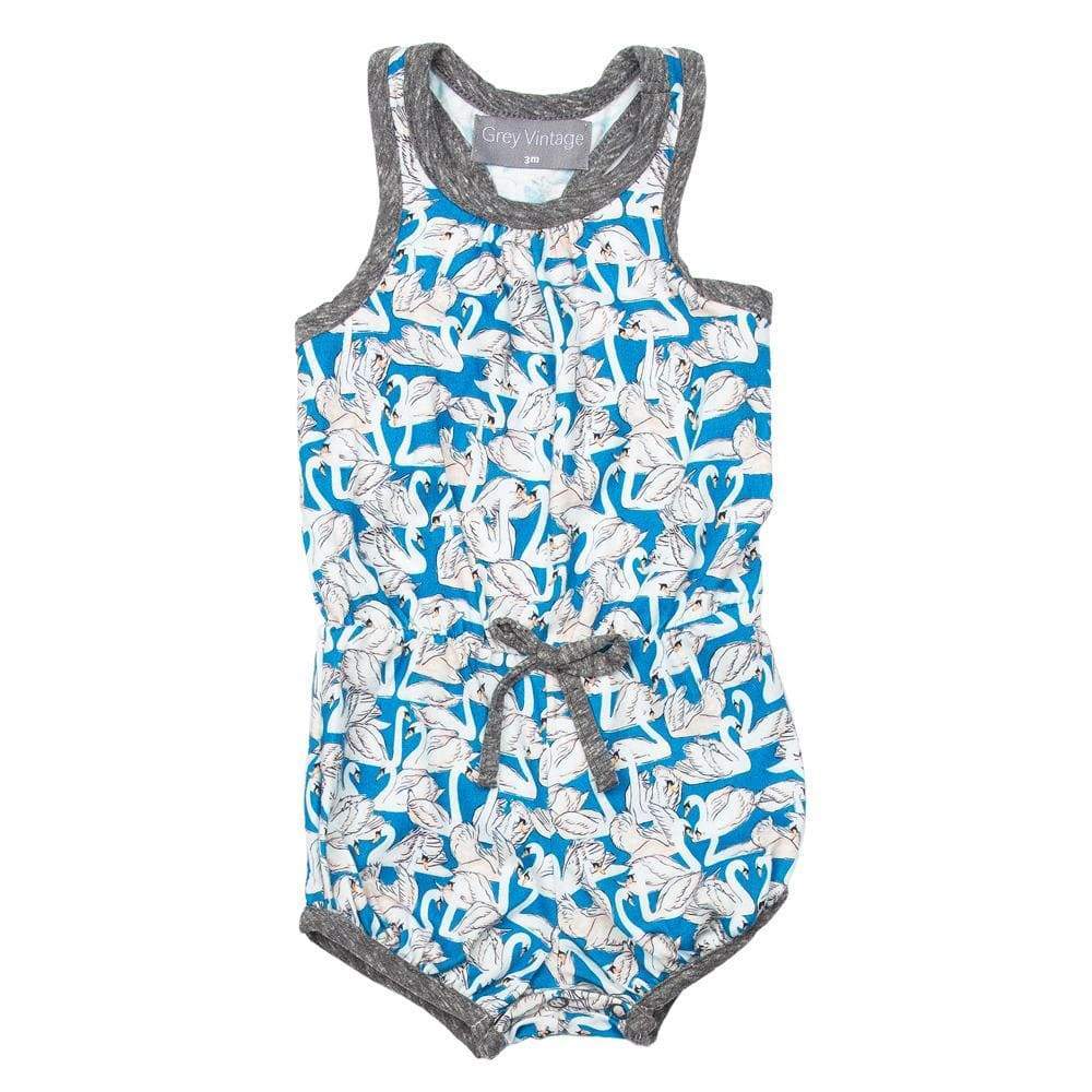 Little Gals Everly Bubble Romper Swan Lake