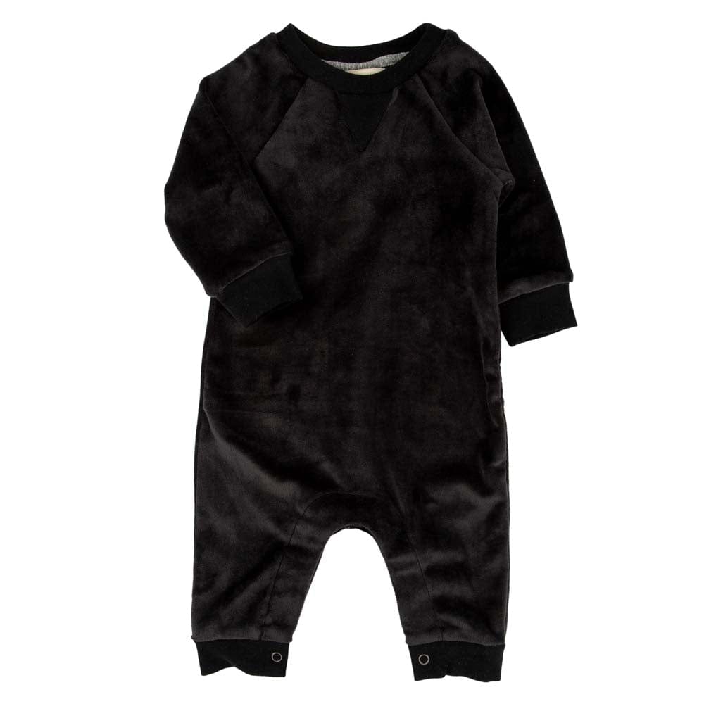 Little Gals Henry Romper Black Velour