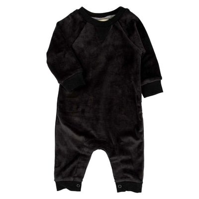 Little Gals Henry Romper Black Velour