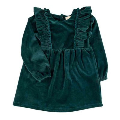 Little Gals VELOUR / 3m Caitlin Dress Dark Green Velour